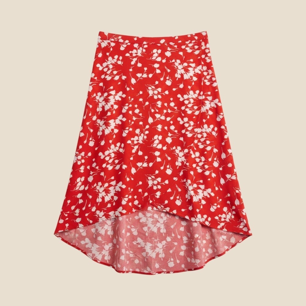 J. Crew Factory Women's Red Orange A-Line Flowy Skirt Size Small